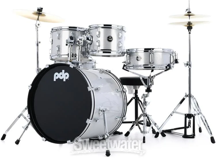  PDP Center Stage PDCE2015KTDW 5-piece Complete Drum Set with Cymbals - Diamond White Sparkle