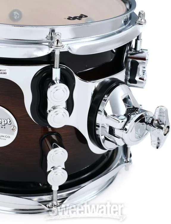  PDP Concept Maple Exotic Mounted Tom - 7 x 8 inch - Charcoal Burst over Walnut