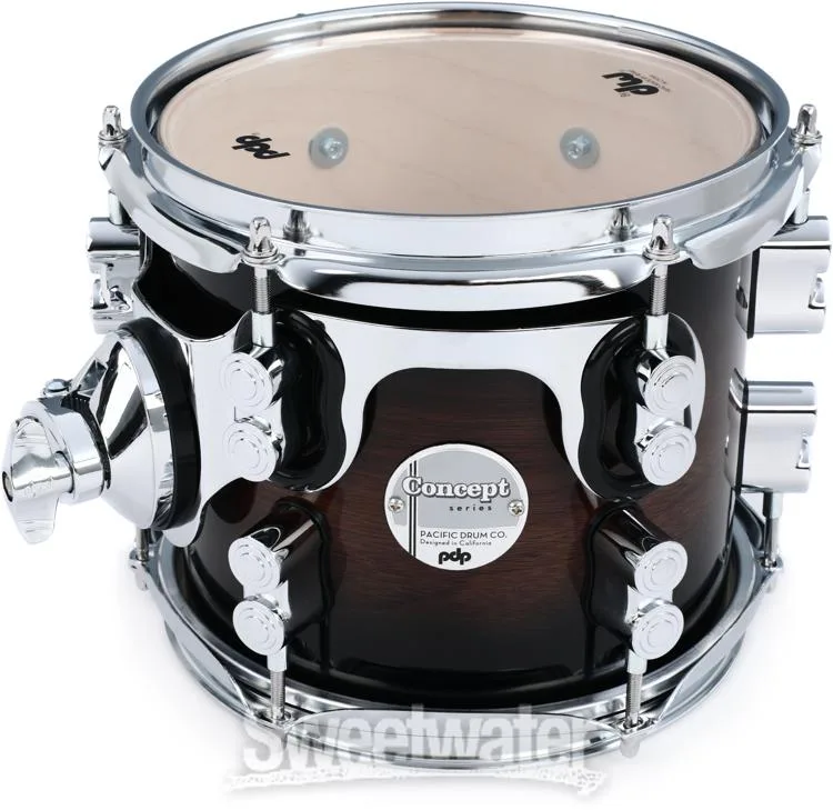  PDP Concept Maple Exotic Mounted Tom - 7 x 8 inch - Charcoal Burst over Walnut