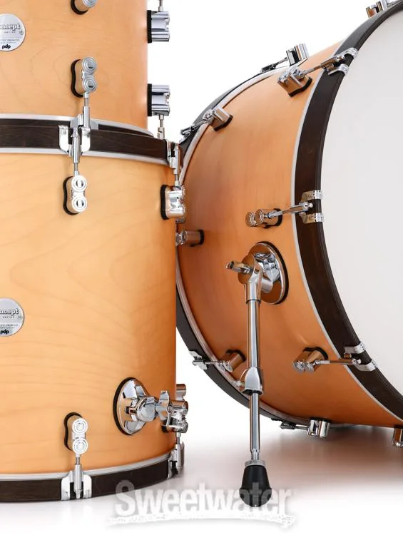  PDP Concept Maple Classic 3-piece Shell Pack with 24 inch Kick - Natural with Walnut Hoops