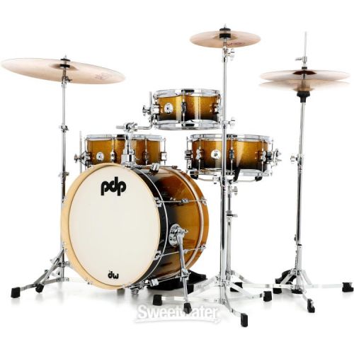  PDP Daru Jones New Yorker 4-piece Drum Set - Gold to Black Sparkle Fade