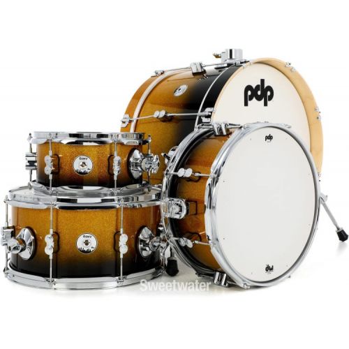  PDP Daru Jones New Yorker 4-piece Drum Set - Gold to Black Sparkle Fade