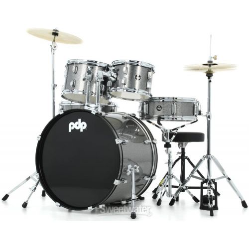  PDP Center Stage PDCE2215KTSS 5-piece Complete Drum Set with Cymbals - Silver Sparkle