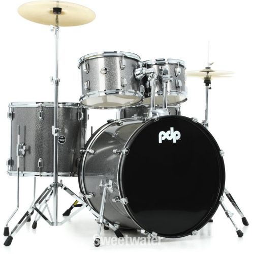  PDP Center Stage PDCE2215KTSS 5-piece Complete Drum Set with Cymbals - Silver Sparkle