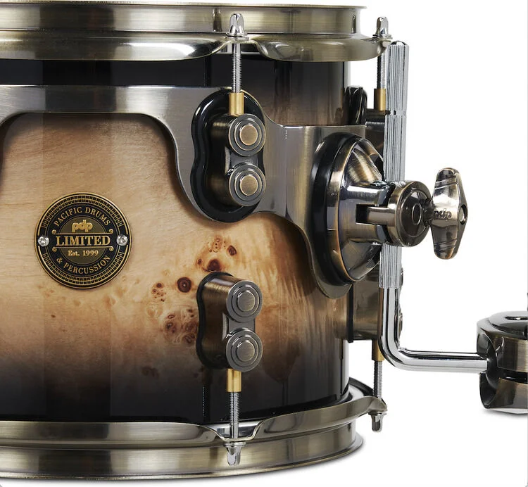  PDP Concept Limited Mapa Burl 4-piece Shell Pack - Mapa Burl to Black Burst Lacquer