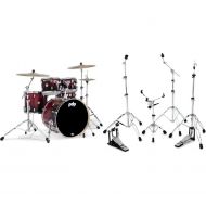 PDP Concept Maple 5-piece Shell Pack and Hardware Bundle - Red to Black Sparke Fade