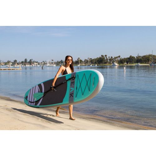  PEAK Paddle Boards PEAK Inflatable 106 Stand Up Paddle Board Complete Package (6 Thick) | Includes Adjustable Paddle , Travel Backpack, Coil Leash (Aqua)