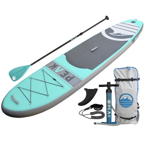  PEAK Paddle Boards PEAK Inflatable 106 Stand Up Paddle Board Complete Package (6 Thick) | Includes Adjustable Paddle , Travel Backpack, Coil Leash (Aqua)