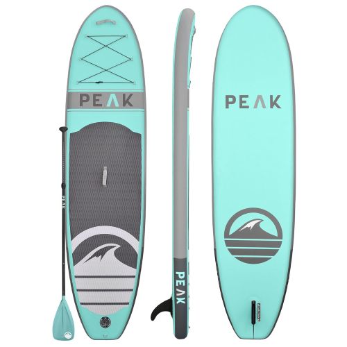  PEAK Paddle Boards PEAK Inflatable 106 Stand Up Paddle Board Complete Package (6 Thick) | Includes Adjustable Paddle , Travel Backpack, Coil Leash (Aqua)