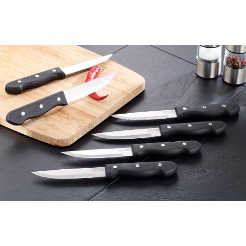  PEARL Steakbesteck: 6-teiliges Steakmesser-Set aus rostfreiem Edelstahl (Pizzamesser)