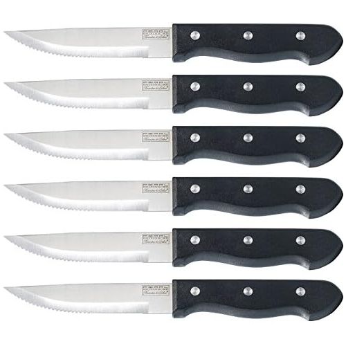  PEARL Steakbesteck: 6-teiliges Steakmesser-Set aus rostfreiem Edelstahl (Pizzamesser)