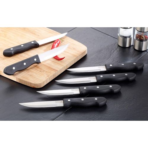  PEARL Steakbesteck: 6-teiliges Steakmesser-Set aus rostfreiem Edelstahl (Pizzamesser)