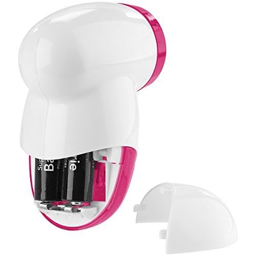  PEARL Fusselschneider: Mini-Fusselrasierer mit Metall-Flusengitter & Batterie, weiss/pink (Entfussler)