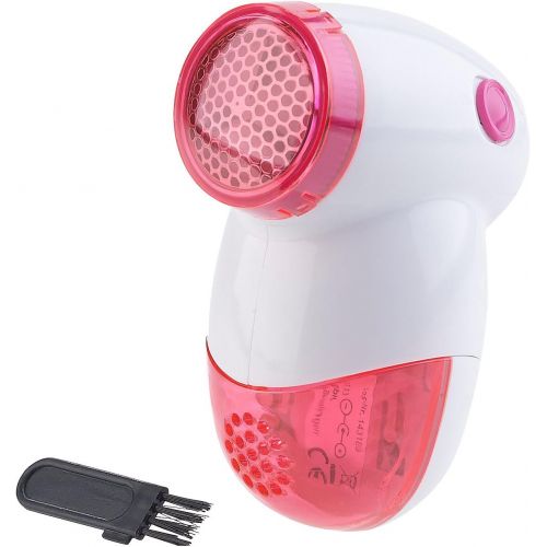  PEARL Fusselschneider: Mini-Fusselrasierer mit Metall-Flusengitter & Batterie, weiss/pink (Entfussler)