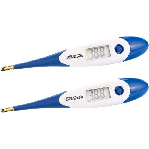  PEARL Koerper-Temperatur Messen: 2er-Set Digitale Fieberthermometer, flexible & vergoldete Messspitze (Thermometer auch mit Schutzhuellen)