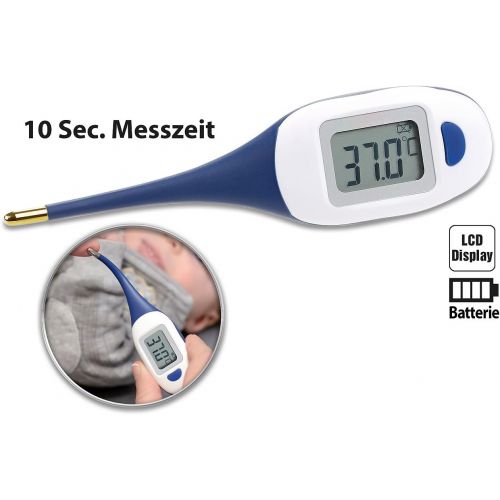  PEARL Fiebermessgerat: Medizinisches Fieberthermometer, biegsame Spitze, vergoldet (Digitales Fieberthermometer)