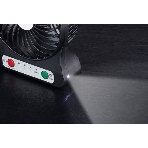  [아마존베스트]PEARL Battery fan: 2-in-1/battery desk fan with LED light, 1300 mAh (mini fan battery).