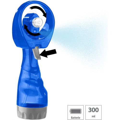  [아마존베스트]PEARL Hand fan: hand fan with water sprayer, 300 ml water tank, battery operated (hand fan with spray function).