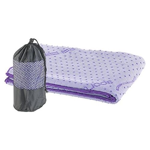  [아마존베스트]PEARL sports Yoga Towel: 2-in-1 Microfibre Yoga Towel & Pad, Absorbent, Non-Slip, Purple (Fitness Mat)