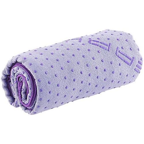  [아마존베스트]PEARL sports Yoga Towel: 2-in-1 Microfibre Yoga Towel & Pad, Absorbent, Non-Slip, Purple (Fitness Mat)