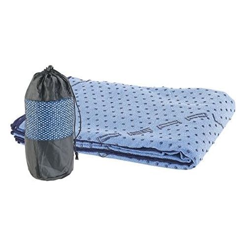  [아마존베스트]PEARL sports Yoga Towel: 2-in-1 Microfibre Yoga Towel & Pad, Absorbent, Non-Slip, Blue (Towel for Gym Mat)