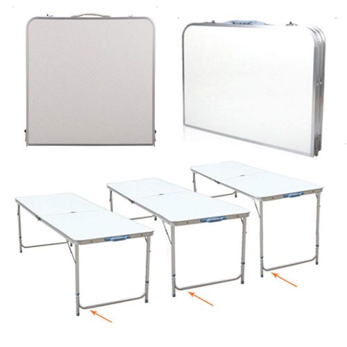  PEATAO Folding Table 4Ft Portable Multipurpose Picnic Party Dining Camp Table Sturdy Lightweight [US Stock] (White)