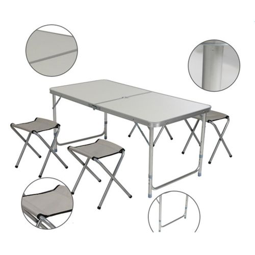  PEATAO Folding Table 4Ft Portable Multipurpose Picnic Party Dining Camp Table Sturdy Lightweight [US Stock] (White)