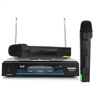 PEATAO Wireless VHF Dual Handheld Microphone System, Professional Mic Set for Wedding KTV Bar Stage Outdoor Party Church