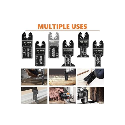  PECHAM 21PCS Universal Wood Metal Oscillating Multitool Quick Release Saw Blades Fit Porter Cable Black & Decker Rockwell Ridgid Ryobi Milwaukee DeWalt Chicago Craftsman