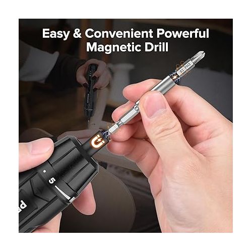  PECHAM Electric Screwdriver,350 RPM 3.6V, 5 Torque,5N.m 2000mAh, Cordless Screwdriver Set,TYPE-C Charging Cable,Manual & Electric,8 Pcs Bits for Electrical Repairs,Automatic Portable Power Screwdriver