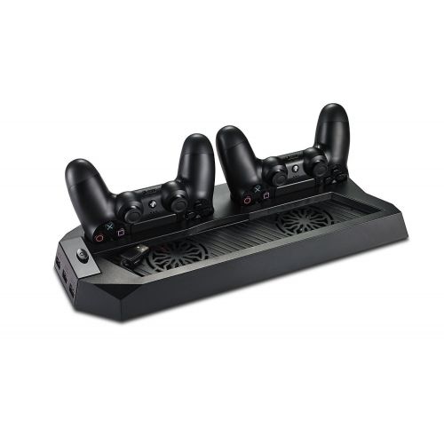  [아마존 핫딜]  [아마존핫딜]PECHAM Vertical Stand for PS4 Slim / PS4 with Cooling Fan, for Playstation 4/Slim Console, Dual Controller Charge Station, 3 HUB Port (Not for Pro)