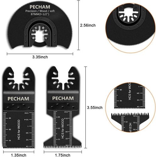  PECHAM 24PCS Universal Wood Metal Oscillating Multitool Quick Release Saw Blades Fit Porter Cable Black & Decker Rockwell Ridgid Ryobi Milwaukee Chicago Craftsman