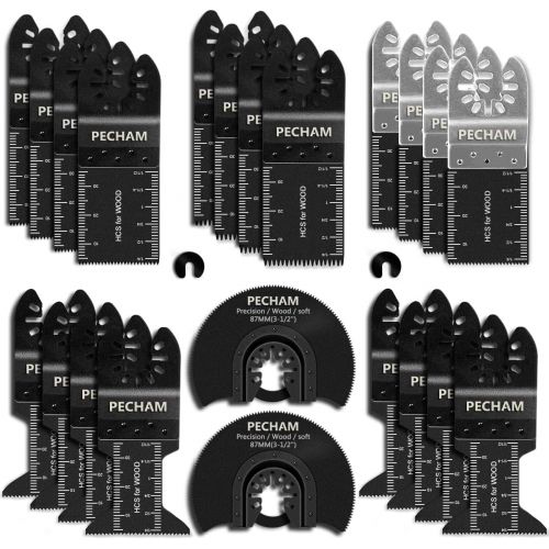  PECHAM 24PCS Universal Wood Metal Oscillating Multitool Quick Release Saw Blades Fit Porter Cable Black & Decker Rockwell Ridgid Ryobi Milwaukee Chicago Craftsman