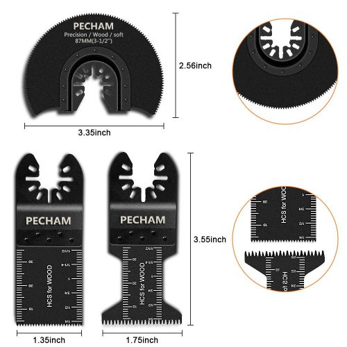  PECHAM 24PCS Universal Wood Metal Oscillating Multitool Quick Release Saw Blades Fit Porter Cable Black & Decker Rockwell Ridgid Ryobi Milwaukee Chicago Craftsman