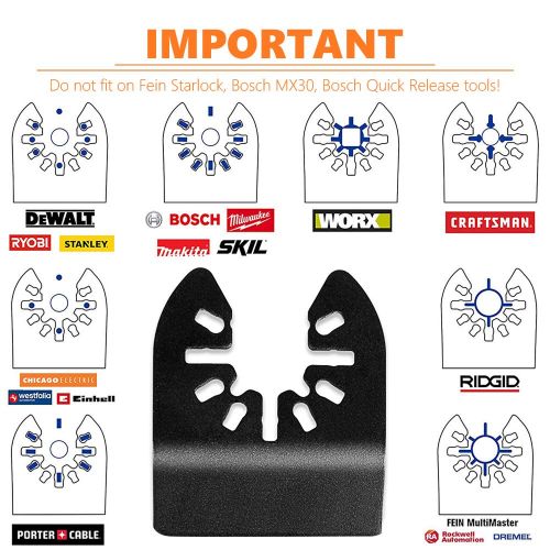  PECHAM 24PCS Universal Wood Metal Oscillating Multitool Quick Release Saw Blades Fit Porter Cable Black & Decker Rockwell Ridgid Ryobi Milwaukee Chicago Craftsman