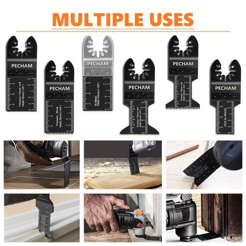  PECHAM 21PCS Universal Wood Metal Oscillating Multitool Quick Release Saw Blades Fit Porter Cable Black & Decker Rockwell Ridgid Ryobi Milwaukee DeWalt Chicago Craftsman