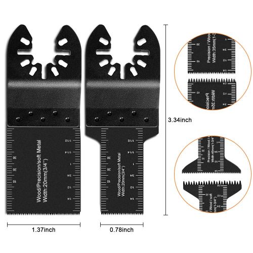  PECHAM 21PCS Universal Wood Metal Oscillating Multitool Quick Release Saw Blades Fit Porter Cable Black & Decker Rockwell Ridgid Ryobi Milwaukee DeWalt Chicago Craftsman