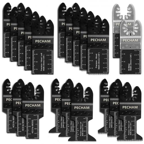  PECHAM 21PCS Universal Wood Metal Oscillating Multitool Quick Release Saw Blades Fit Porter Cable Black & Decker Rockwell Ridgid Ryobi Milwaukee DeWalt Chicago Craftsman