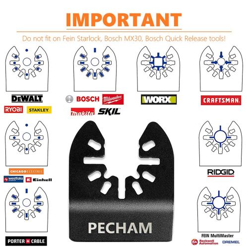  PECHAM 21PCS Universal Wood Metal Oscillating Multitool Quick Release Saw Blades Fit Porter Cable Black & Decker Rockwell Ridgid Ryobi Milwaukee DeWalt Chicago Craftsman