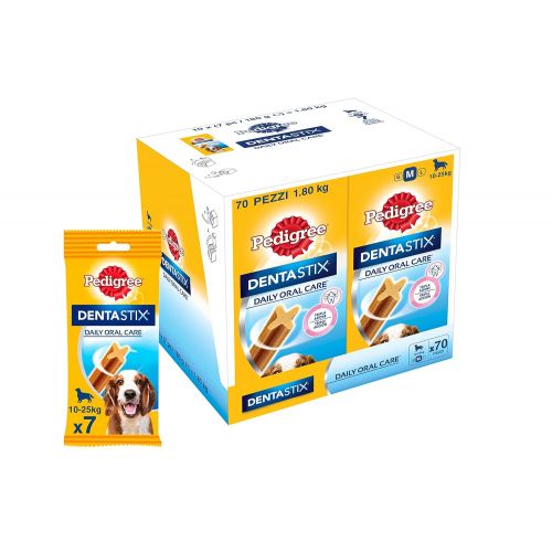  [아마존 핫딜]  [아마존핫딜]PEDIGREE Pedigree DentaStix Hundeleckerli fuer mittelgrosse Hunde, Kausnack mit Huhn- und Rindgeschmack gegen Zahnsteinbildung fuer gesunde Zahne, 10er Pack (10 x 7 Stueck)