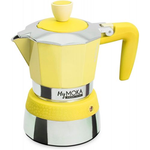  Pedrini Espressokocher MyMoka Induction, 3 Tassen, Sunshine