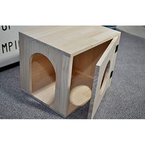  PEEKABOO Pine Wood Indoor Cat House, 11.8 x 13.8 x 11.8, Small, Brown