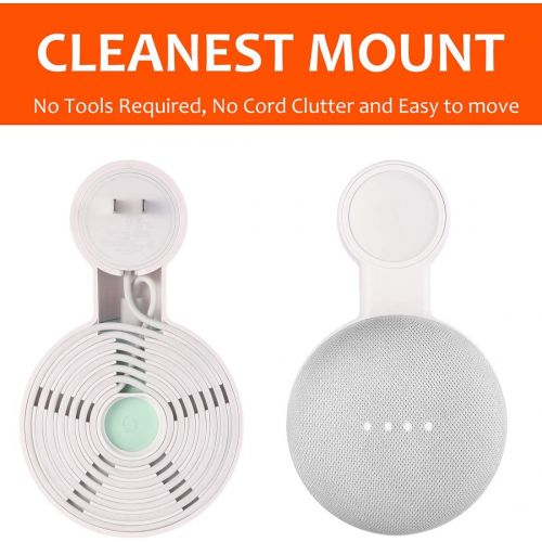  PEF Outlet Wall Mount Holder for Google Nest Mini and Google Home Mini, A Space-Saving Accessories with Cord Management for Google Mini Smart Speaker, No Messy Wires or Screws (2 Pack)