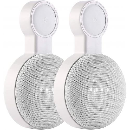  PEF Outlet Wall Mount Holder for Google Nest Mini and Google Home Mini, A Space-Saving Accessories with Cord Management for Google Mini Smart Speaker, No Messy Wires or Screws (2 Pack)