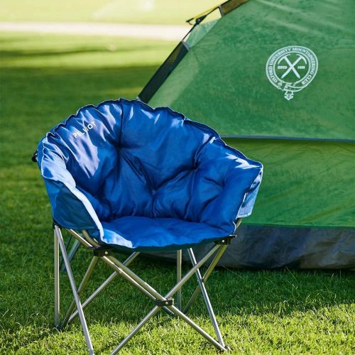  PELLIOT Folding Camping Chair Padded Moon Saucer Round Chair with Cup Holder and Carry Bag Supports Up to 300 lbs for Outdoor Camping Hiking Fishing