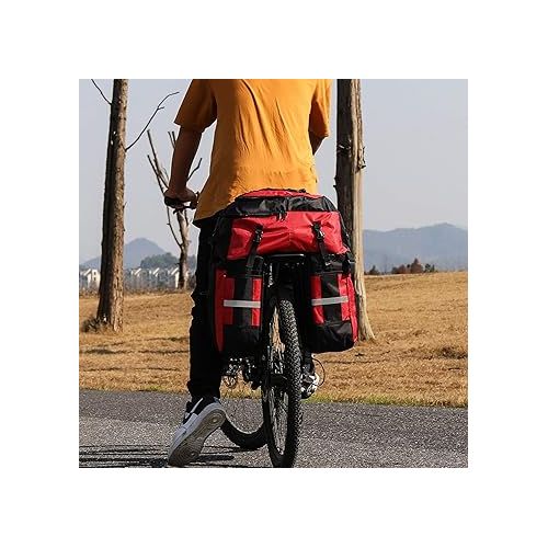  PELLOR Bike Bag Rear Bicycle Pannier Bags 70L Large Capacity Detachable Bicycle Rear Seat Commuter Bag Luggage Carrier Waterproof Saddle Bags with Rain Cover