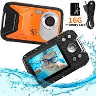 [아마존베스트]Pellor Waterproof Digital Camera 2.8 FHD 1080P 8.0MP CMOS Sensor 21MP Video Recorder Selfie DV Recording Underwater Camera Camerater for Snorkeling with 16G SD Card