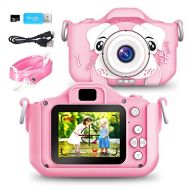 PELLOR Kids Camera Children Digital Camera for Girls Boys Anti Drop Children Selfie Cartoon 1080P HD Toy Camera 2 Inch Video Recorder with 32GB Memory Card (Pink)