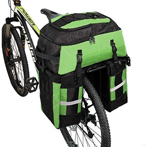  PELLOR Rear Bicycle Bag, 3 in 1 Pannier Bags MTB Bike Rack Bag with Rain Cover 70L Waterproof Detachable