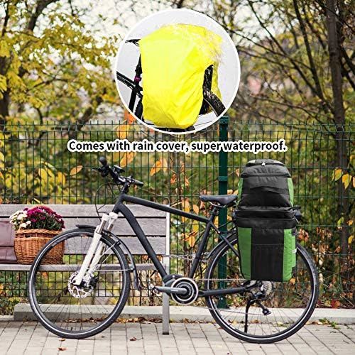  PELLOR Rear Bicycle Bag, 3 in 1 Pannier Bags MTB Bike Rack Bag with Rain Cover 70L Waterproof Detachable